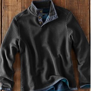 Men's casual waffle collar long sleeve T-shirt
Xl